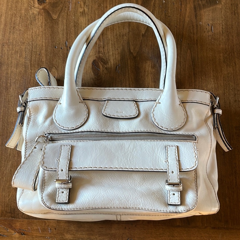 CHLOE Edith Cream Leather Tote Bag